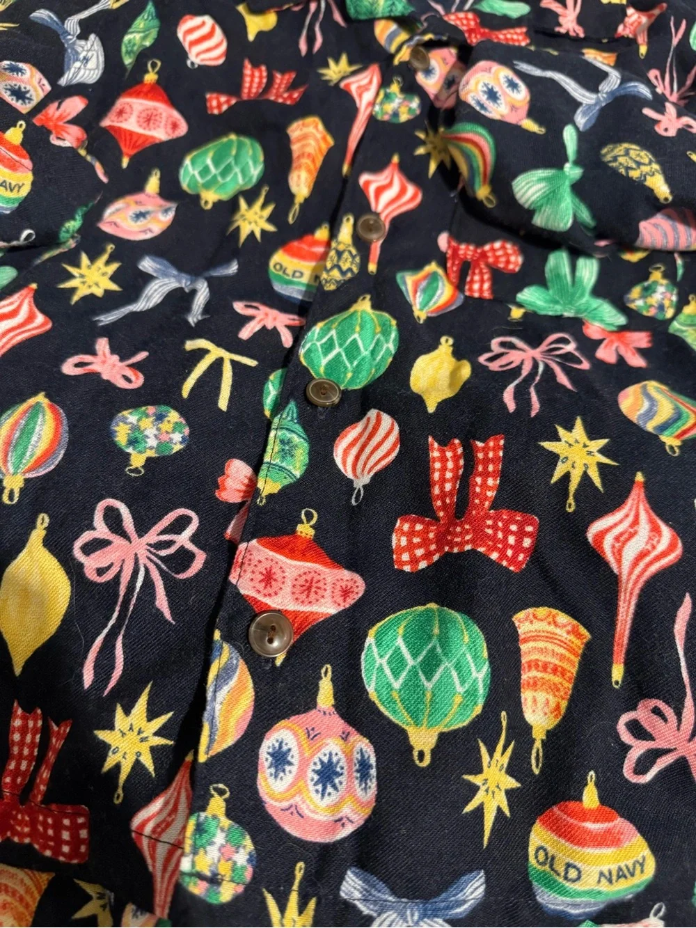 Kids Holiday Ornament Pajama Set - Multicolor on Navy